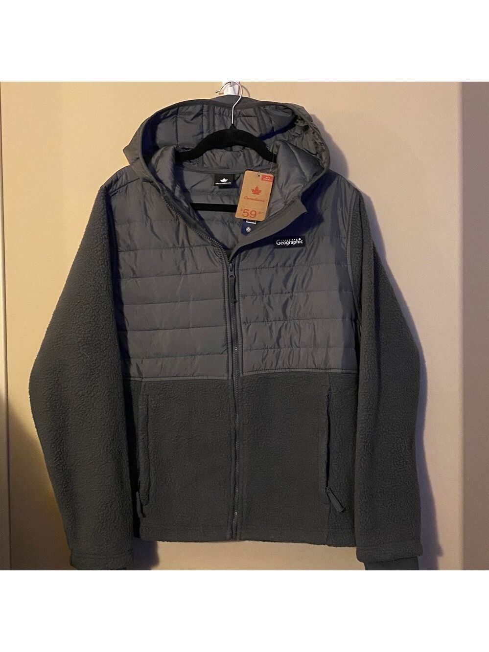 MENS Gray Hooded Jacket. Small med